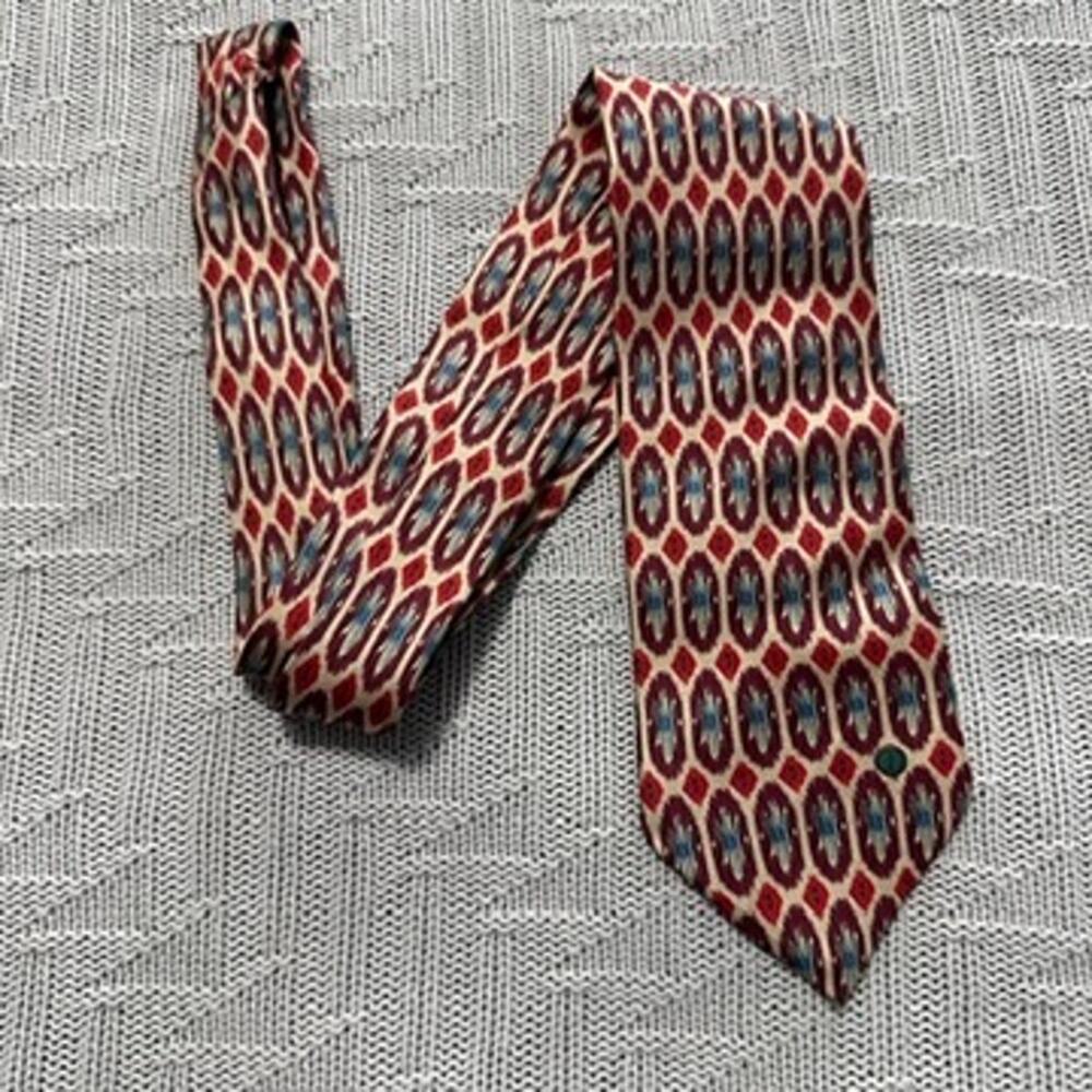 Dunhill red abstract silk tie